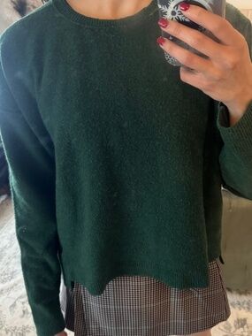 Free People Oversized Fuzzy Sweater – Dark Green (Size S)